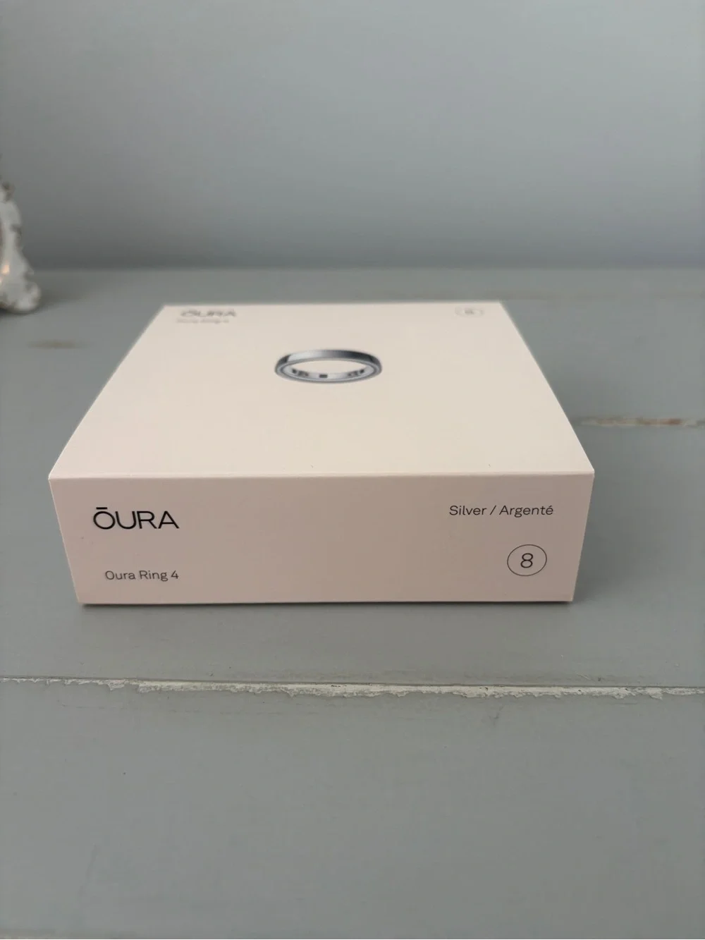 Oura Ring 4 Silver Finish Smart Ring (Size 8)